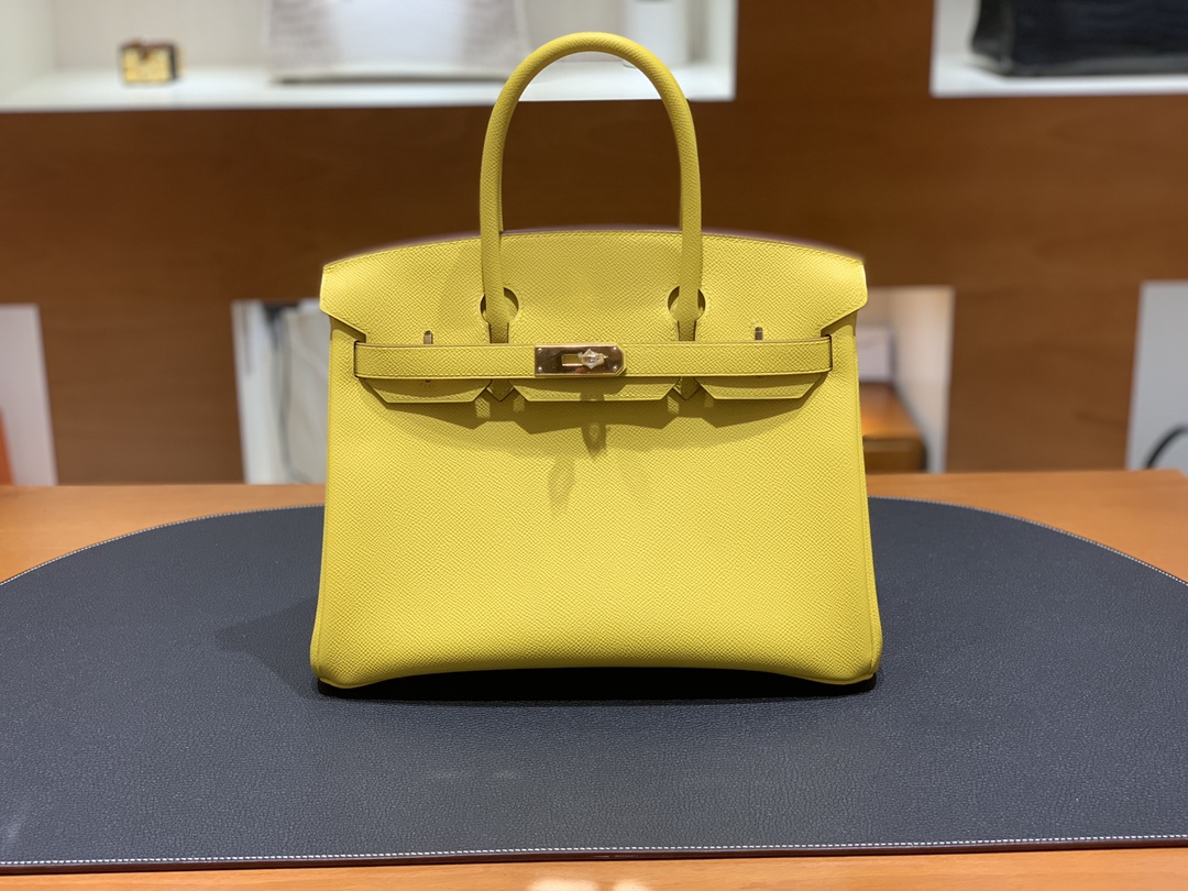 Hermès（爱马仕）Birkin 铂金包 Epsom 9O 那不勒斯黄 金扣 30cm