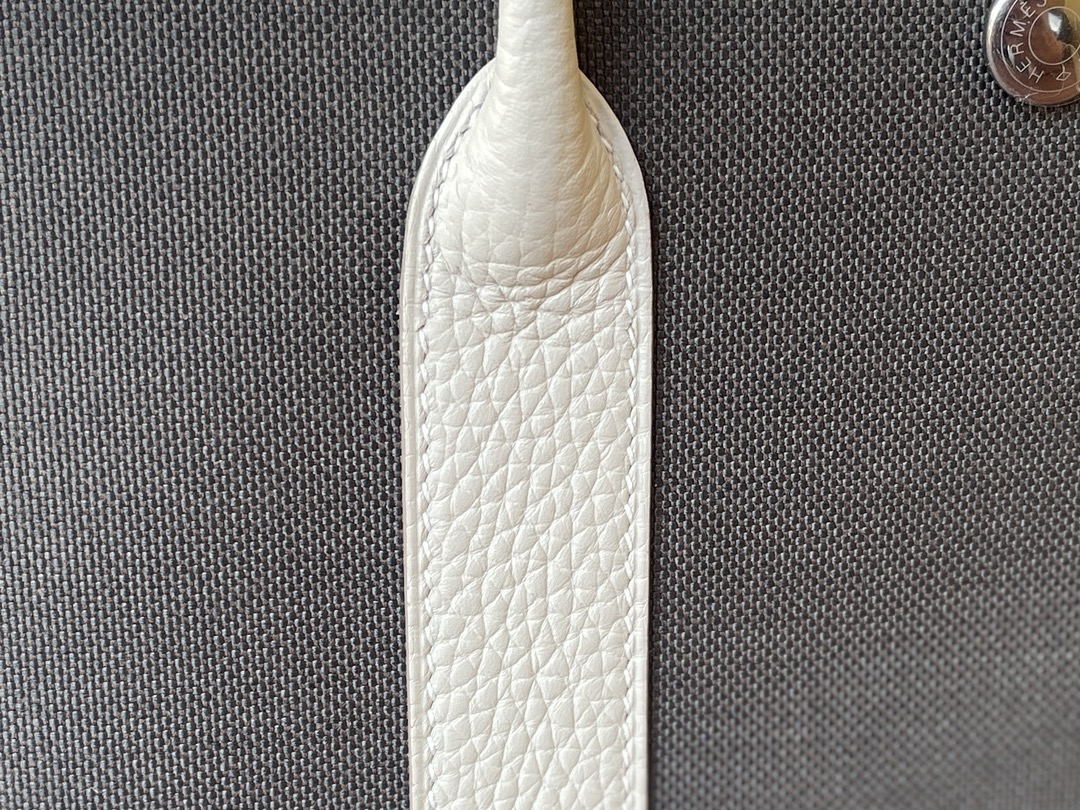 Hermès（爱马仕）Garden Party 花园包 TC 拼 帆布 奶昔白 拼 军绿色 银扣 30cm
