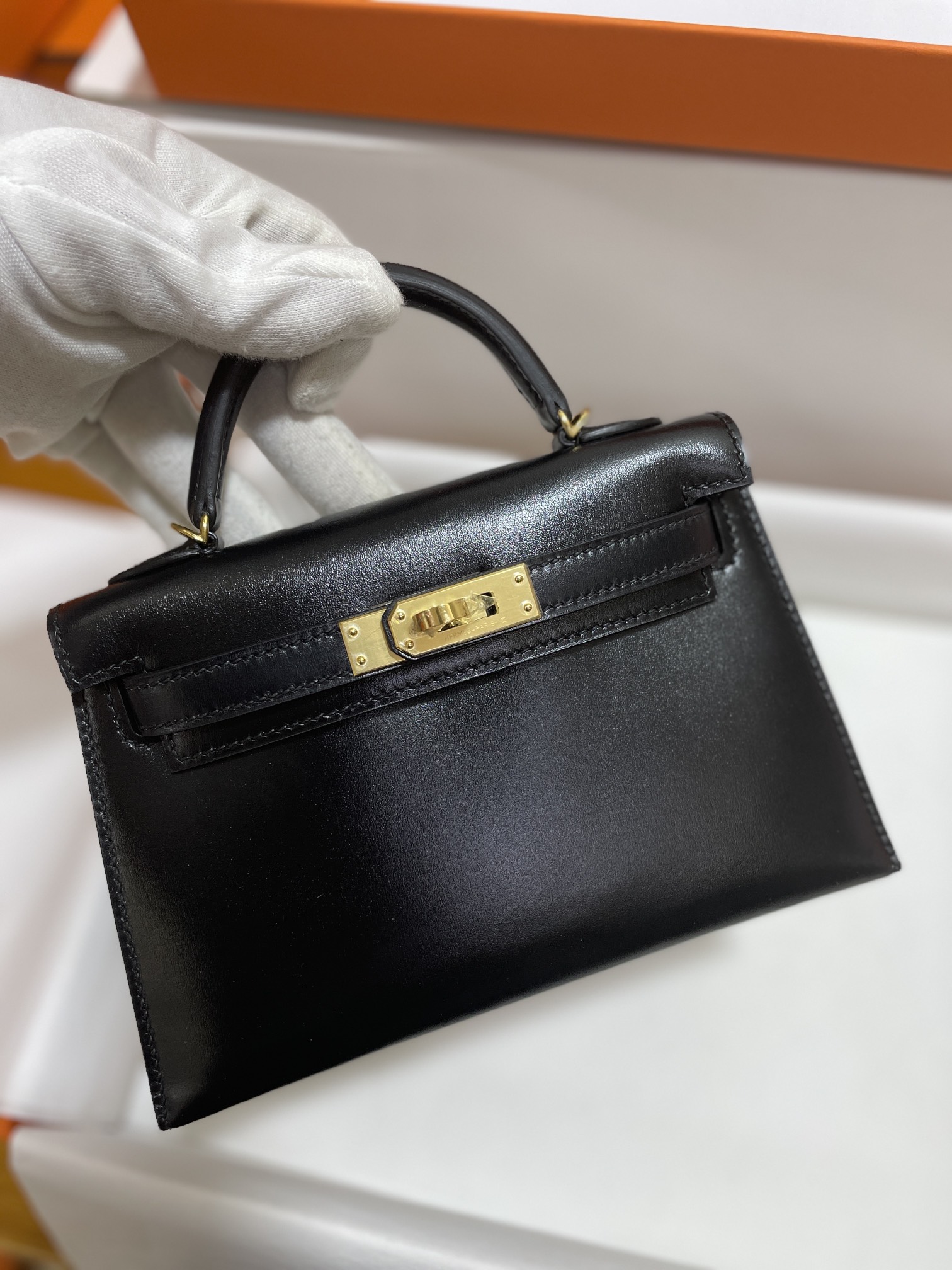 Hermès（爱马仕）Mini Kelly 迷你凯莉 Box 黑色 金扣 19cm