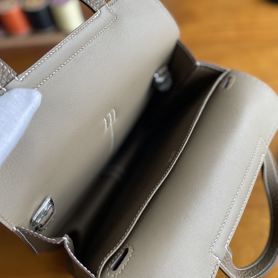 Hermès（爱马仕）Halzan TC皮 大象灰 银扣 25cm