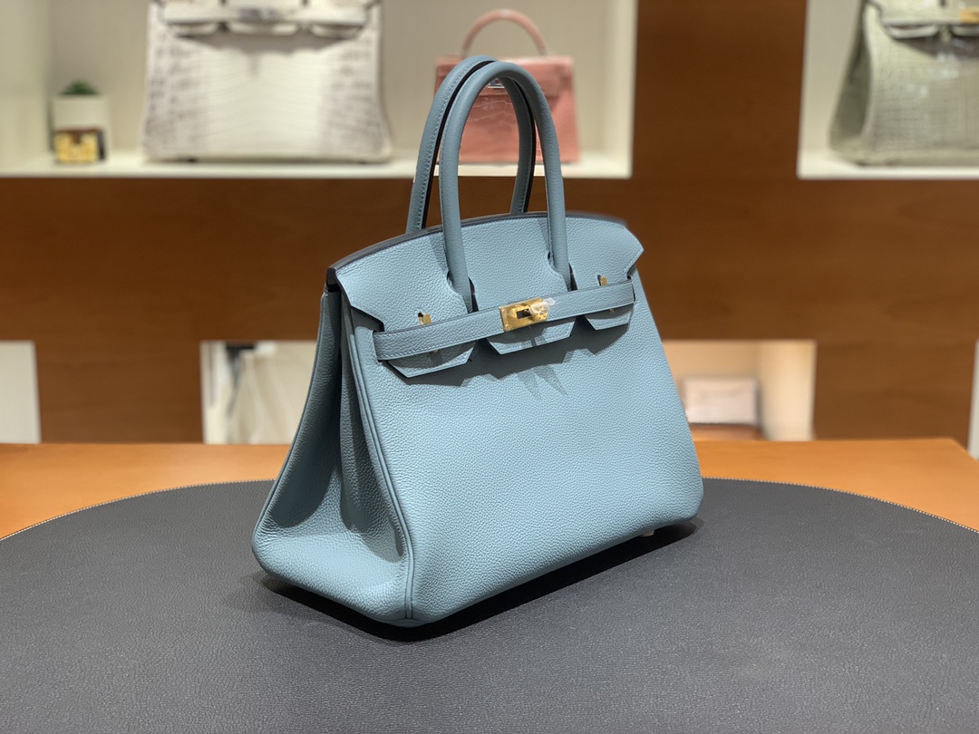 Hermès（爱马仕）Birkin 铂金包 Togo 7G 天青色 金扣 30cm