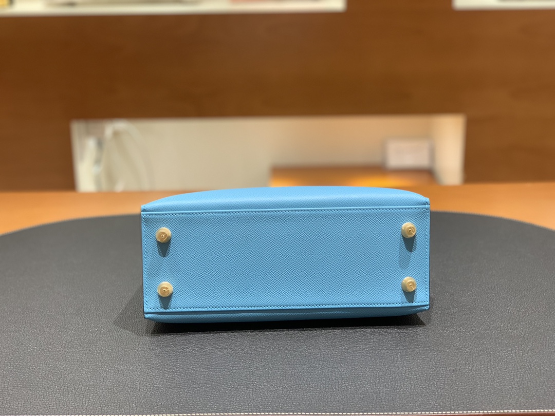 Hermès（爱马仕）Kelly 凯莉包 epsom P3 北方蓝 金扣 25cm
