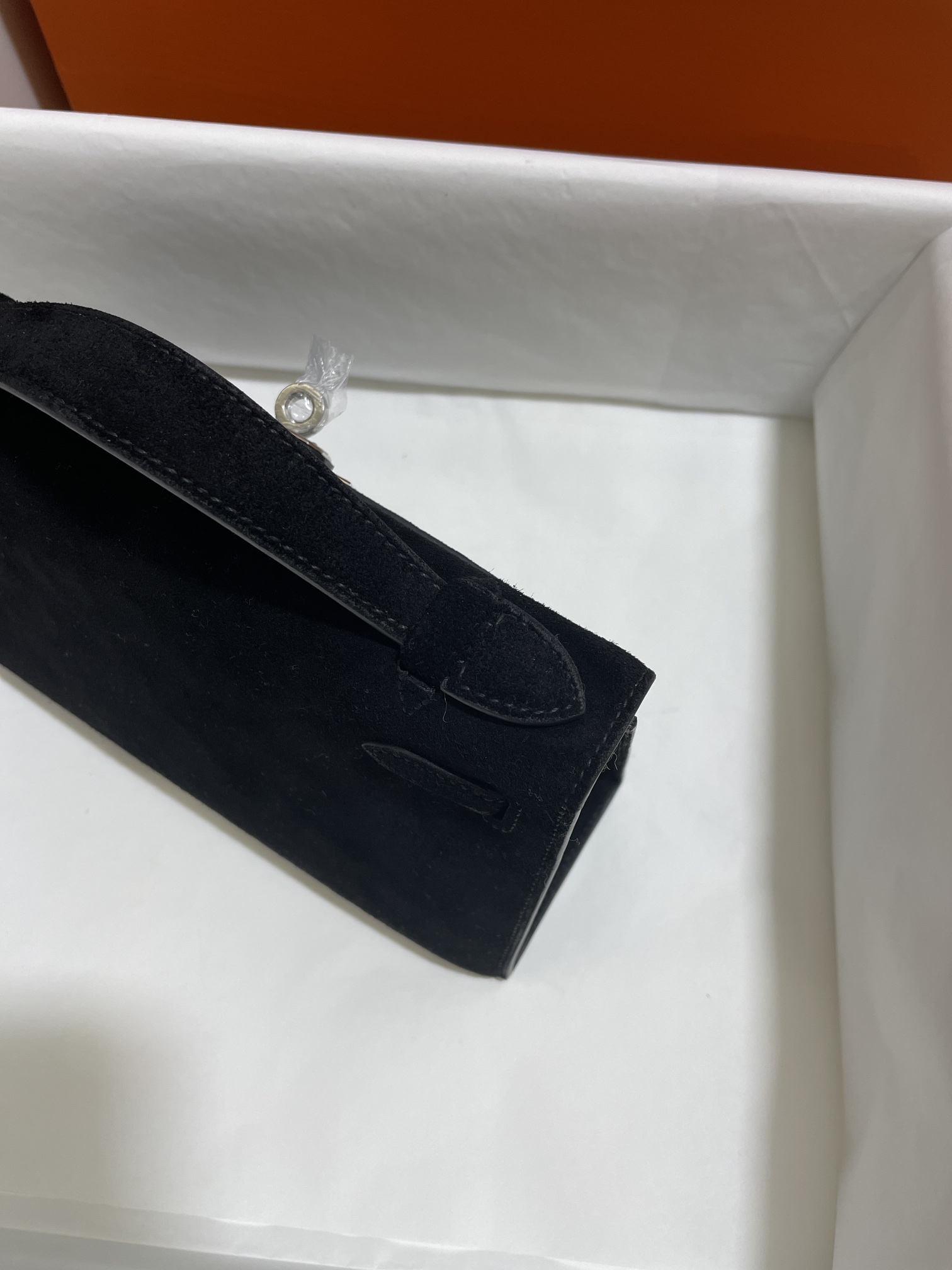 Hermès（爱马仕）Mini Kelly 迷你凯莉 麂皮 黑色 银扣 22cm