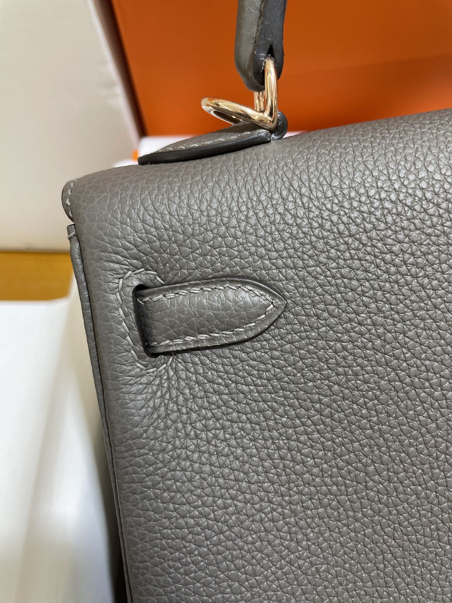 Hermès（爱马仕）kelly 凯莉包 togo 8F 锡器灰 玫瑰金扣 25cm