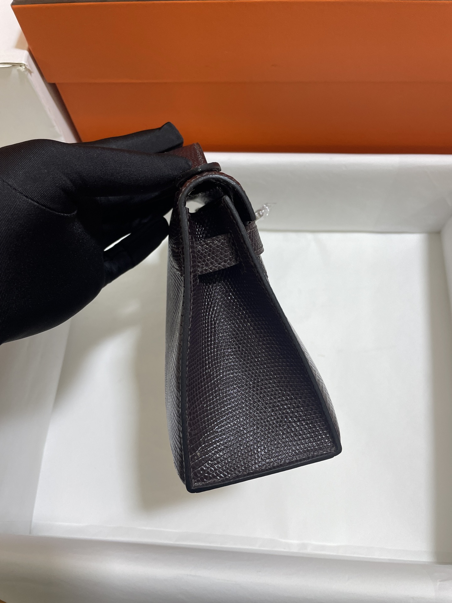Hermès（爱马仕）Mini Kelly 迷你凯莉 蜥蜴皮 蜥蜴皮色 一代 银扣 22cm