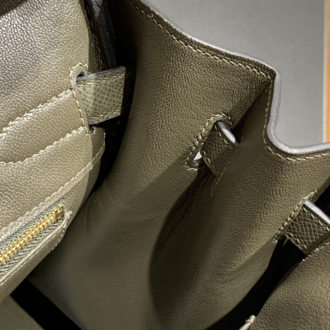 Hermès（爱马仕）Birkin 铂金包 Epsom 灰绿色 金扣 30cm
