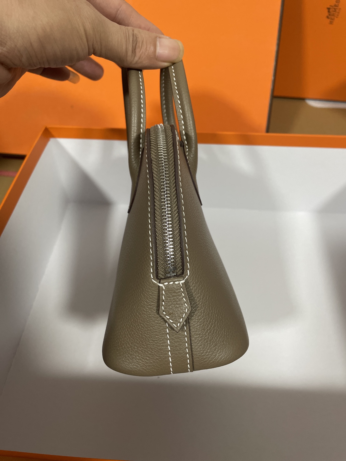 Hermès（爱马仕） Mini Bolide evercolor 大象灰 银扣 19cm