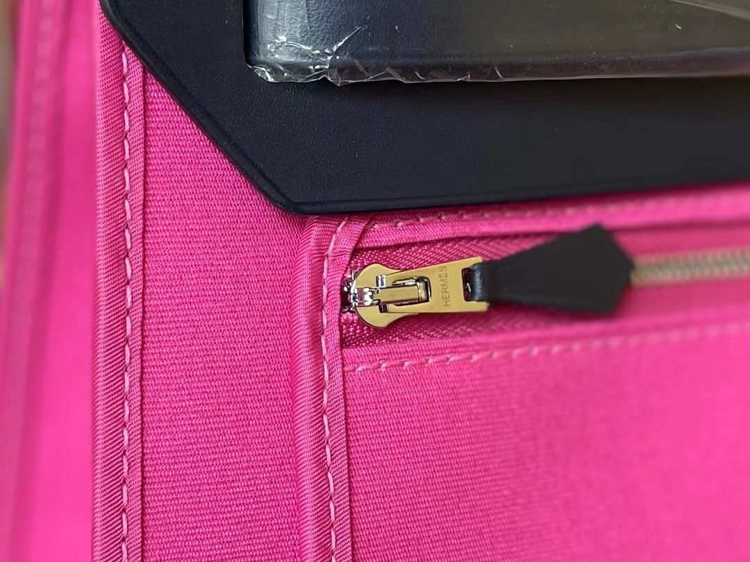 Hermès（爱马仕）Herbag Box 拼 帆布 午夜蓝 拼 玫瑰紫 银扣 31cm