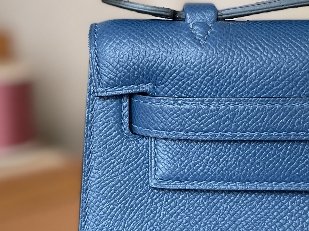 Hermès（爱马仕）Mini Kelly pochette epsom S4 深邃蓝 金扣 22cm