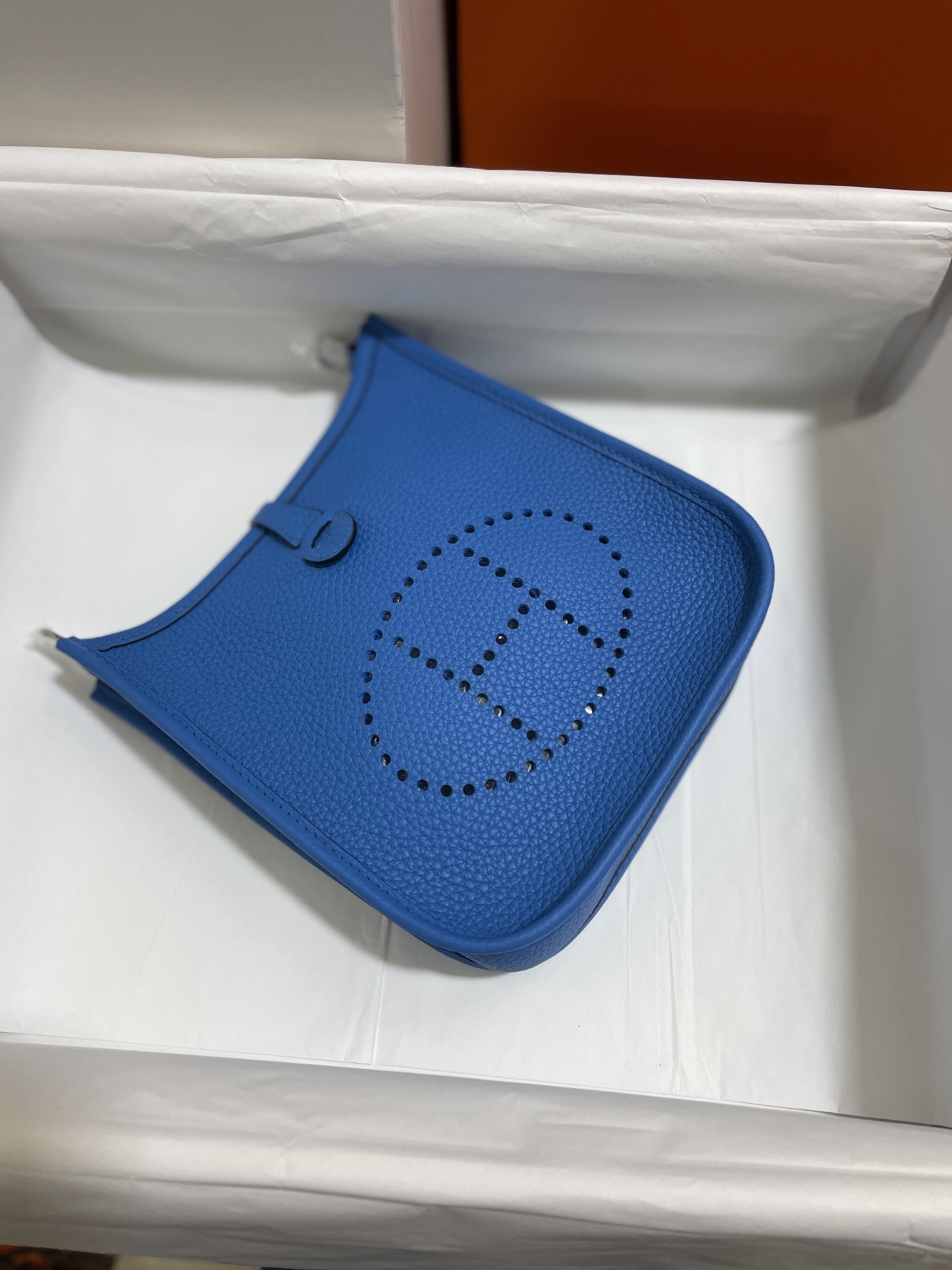Hermès（爱马仕）Mini Evelyne 伊芙琳 TC 坦桑尼亚蓝 银扣 17cm