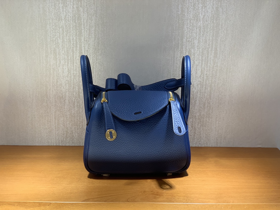 Hermès（爱马仕）Mini Lindy TC 深邃蓝 金扣 20cm
