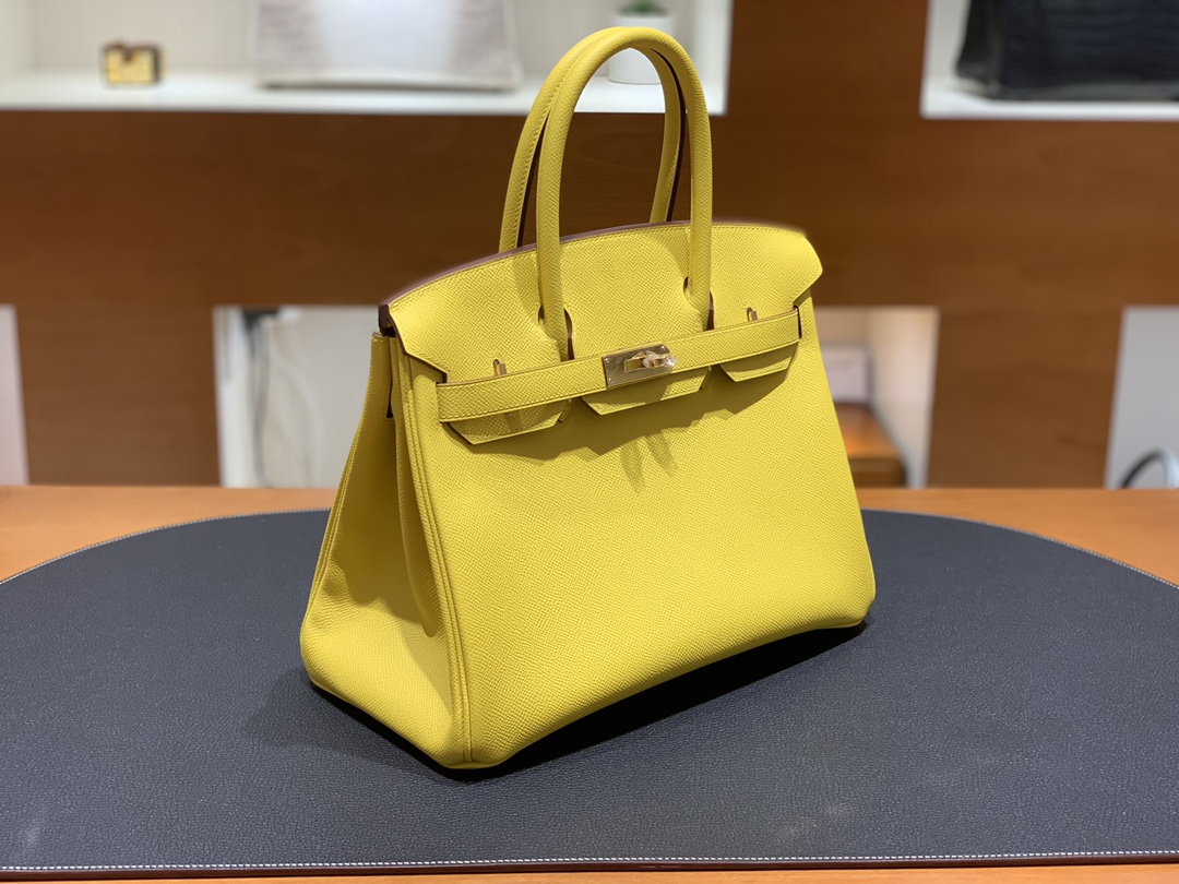 Hermès（爱马仕）Birkin 铂金包 Epsom 9O 那不勒斯黄 金扣 30cm