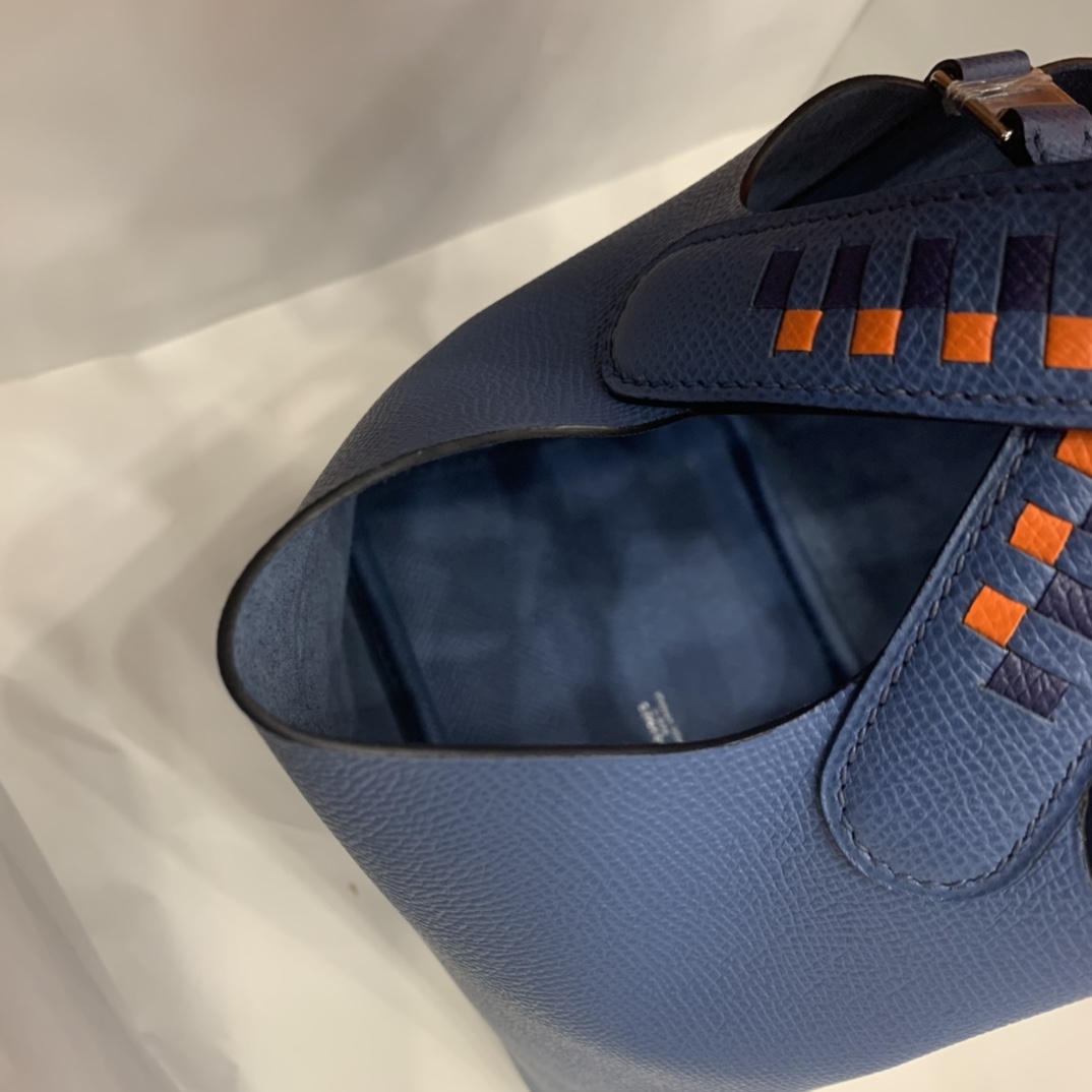 Hermès（爱马仕）Picotin 菜篮子 Epsom R2 玛瑙蓝 编织手腕 银扣 18cm
