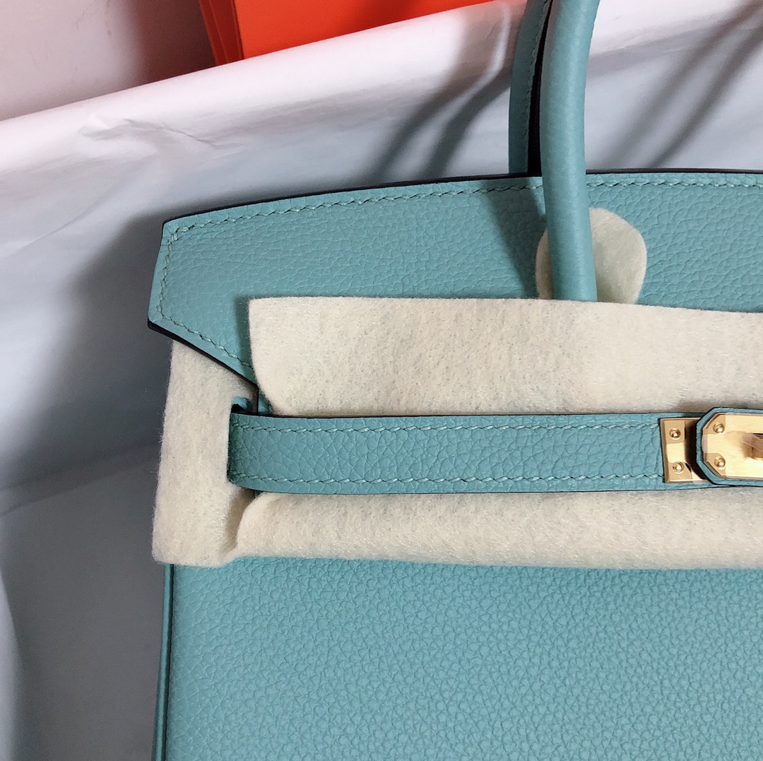 Hermès（爱马仕）Birkin 铂金包 togo 3P 马卡龙蓝 金扣 25cm