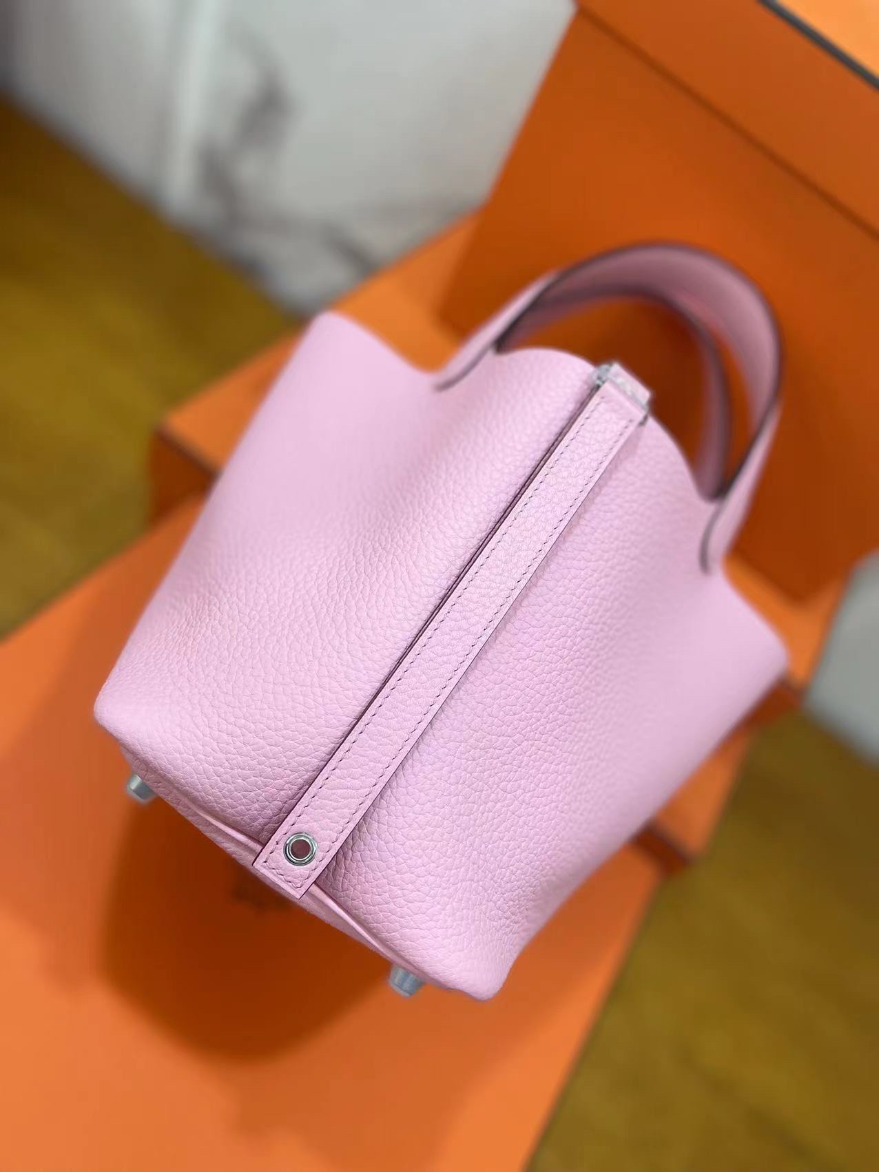 Hermès（爱马仕）Picotin 菜篮子 TC 奶昔粉 银扣 18cm