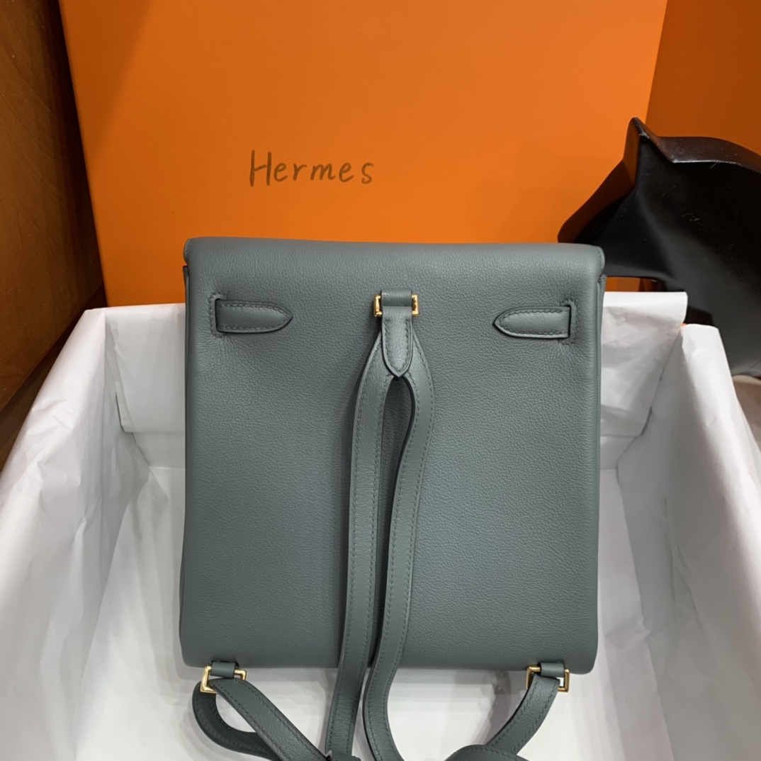 Hermès（爱马仕）Kelly ado Evercolor 杏仁绿 金扣 20cm