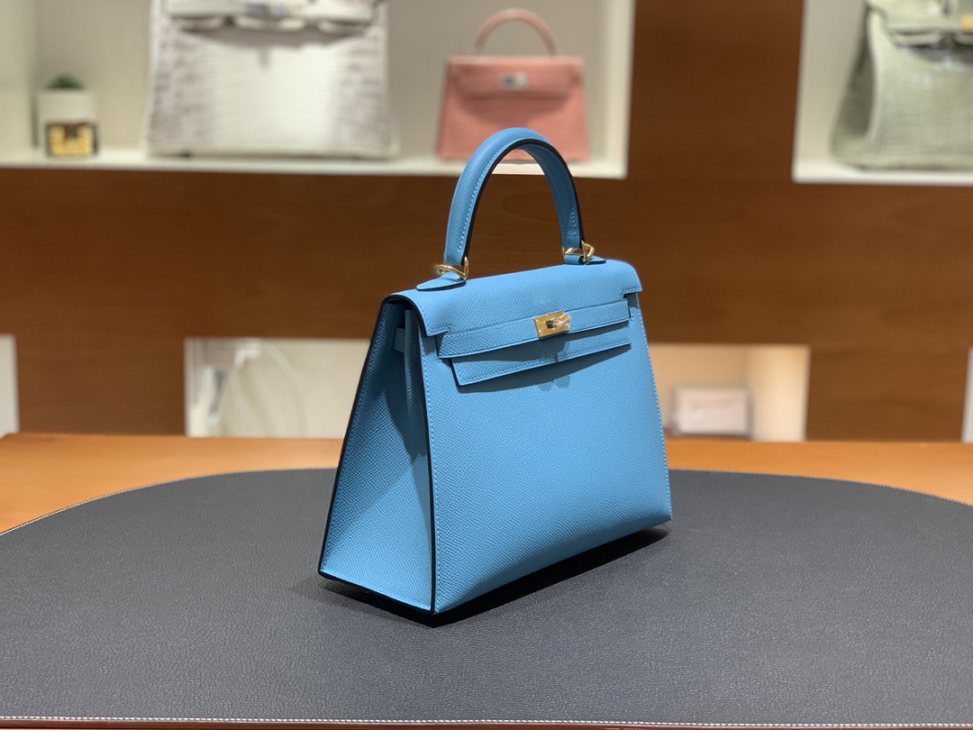 Hermès（爱马仕）Kelly 凯莉包 epsom P3 北方蓝 金扣 25cm