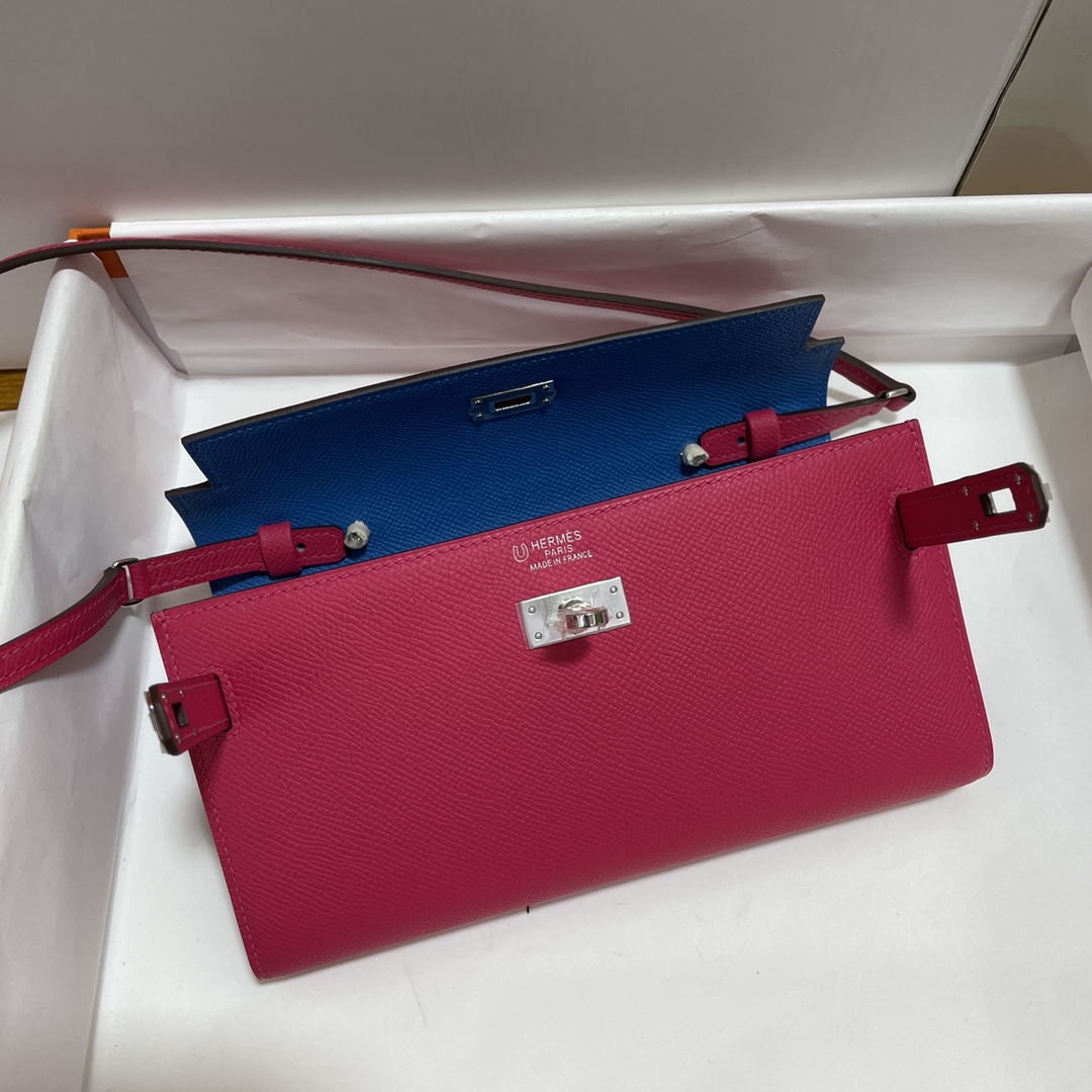 Hermès（爱马仕）kelly to go Epsom i6 极致粉 拼 0f 弗里达蓝 银扣 20cm