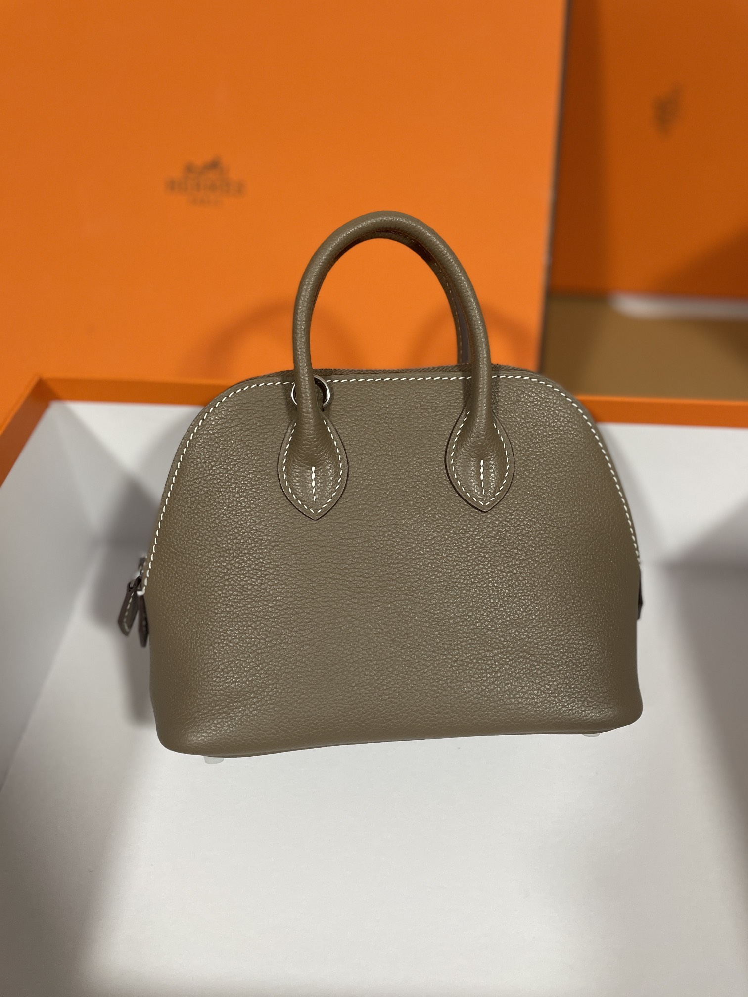 Hermès（爱马仕） Mini Bolide evercolor 大象灰 银扣 19cm