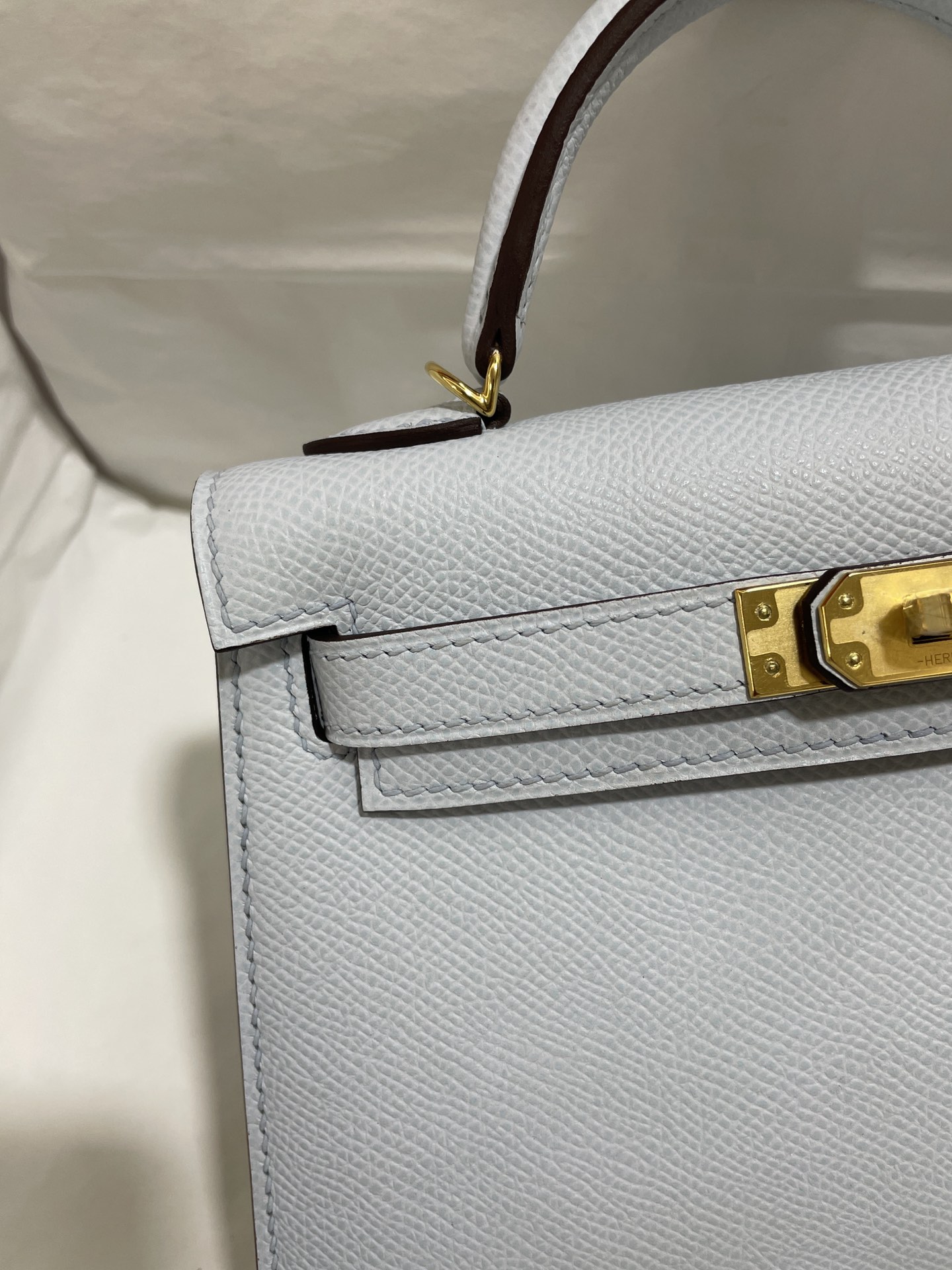 Hermès（爱马仕）mini Kelly 迷你凯莉 Epsom 雾蓝 金扣 19cm
