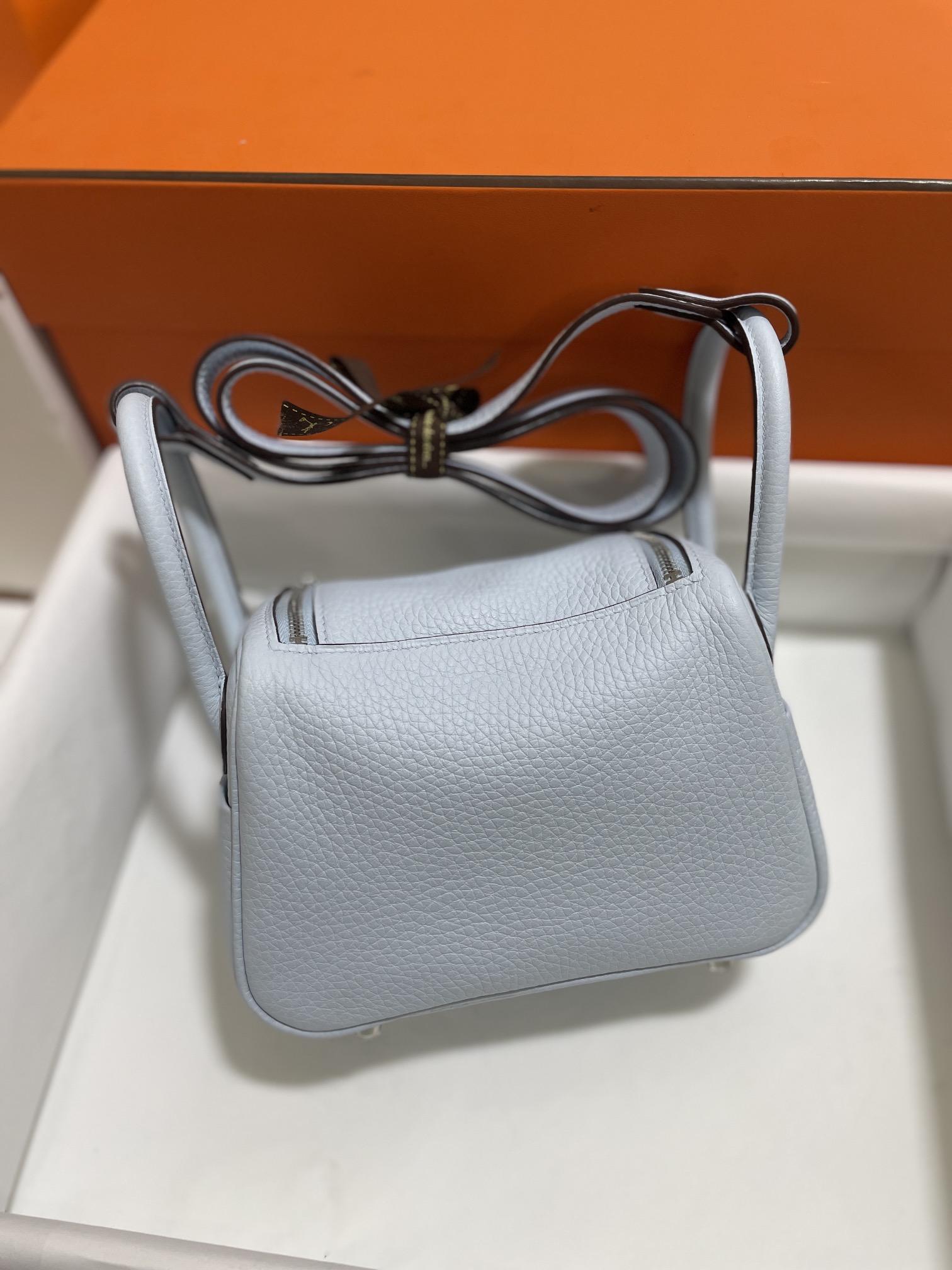 Hermès（爱马仕）Mini Lindy 迷你琳迪 TC 雾蓝 银扣 20cm