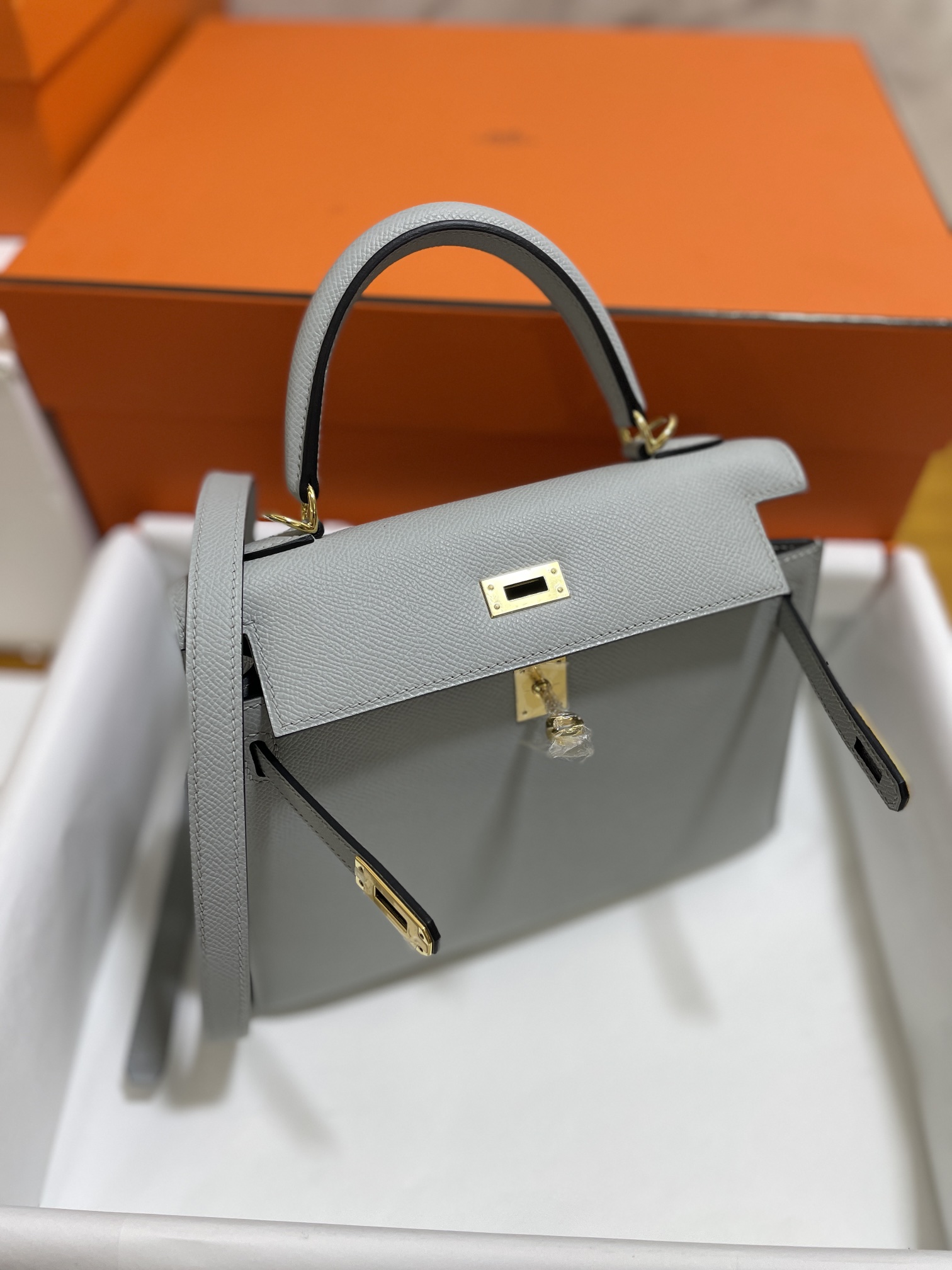 Hermès（爱马仕）kelly 凯莉包 epsom 8U 冰川蓝 金扣 25cm
