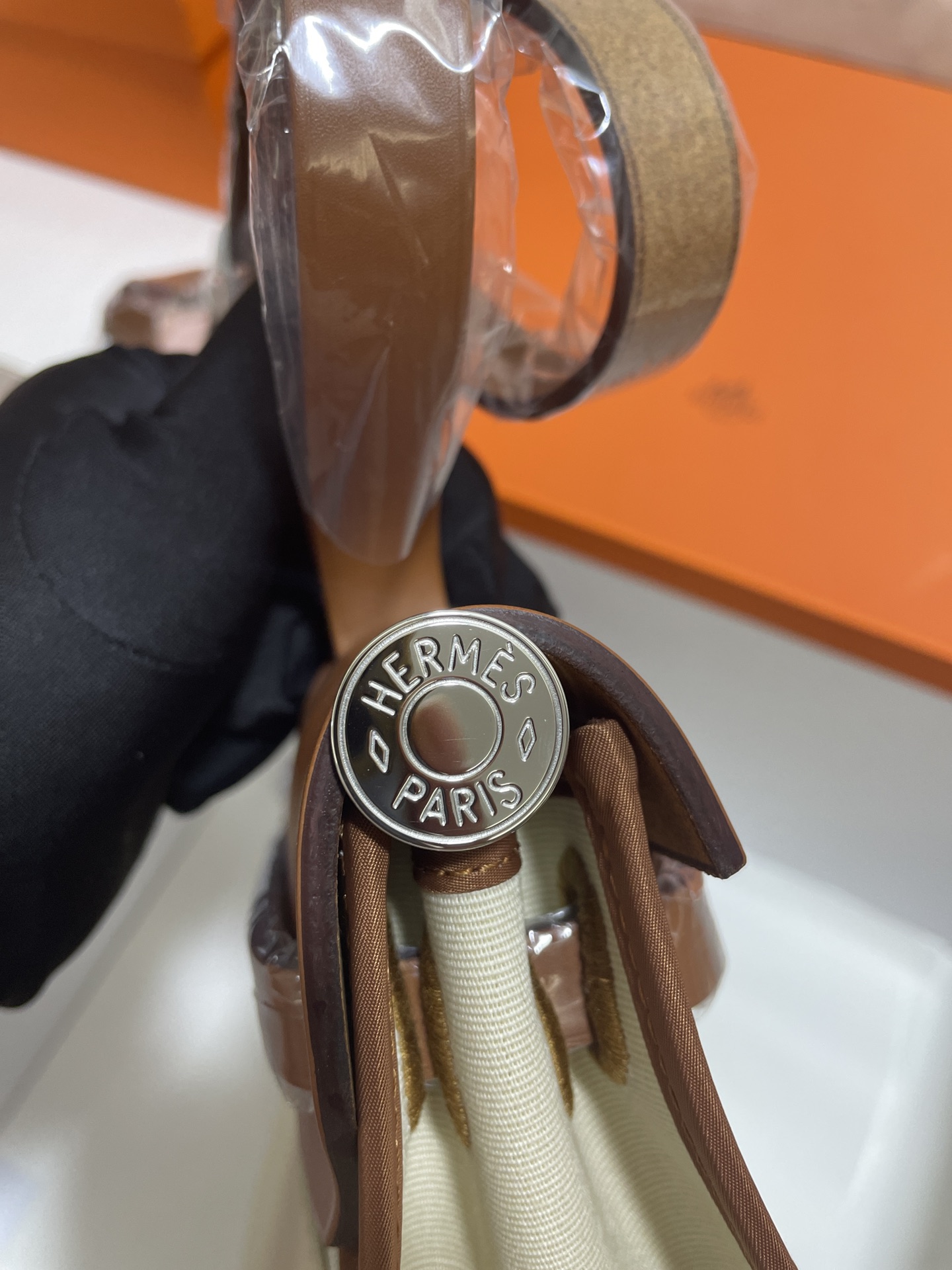 Hermès（爱马仕）Herbag 中咖 拼 米白 细布 31cm