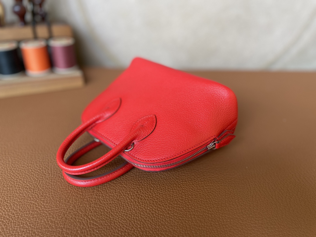 Hermès（爱马仕）Mini Bolide Chevre 山羊皮 s5 番茄红 银扣 19cm