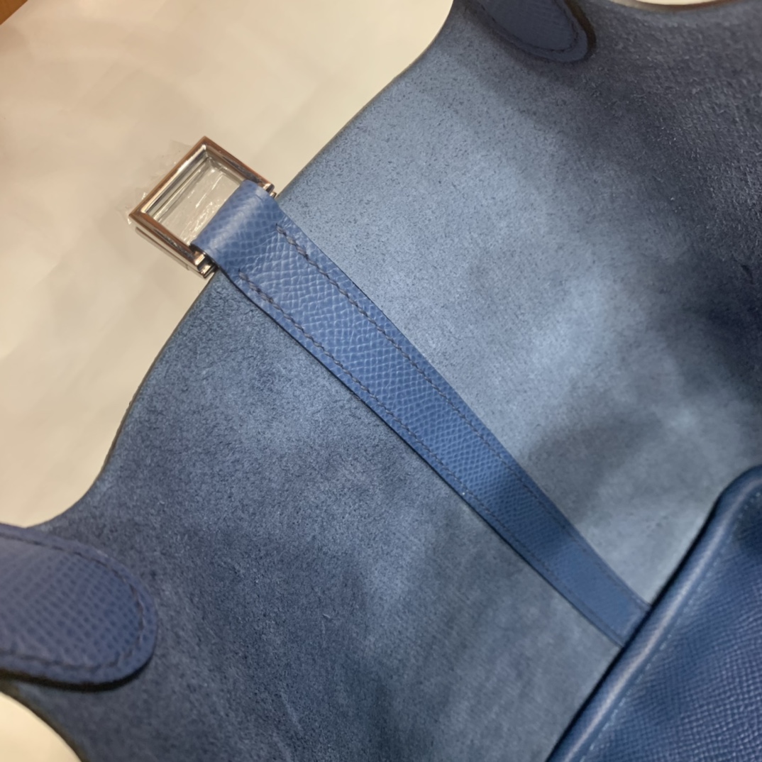 Hermès（爱马仕）Picotin 菜篮子 Epsom R2 玛瑙蓝 编织手腕 银扣 18cm