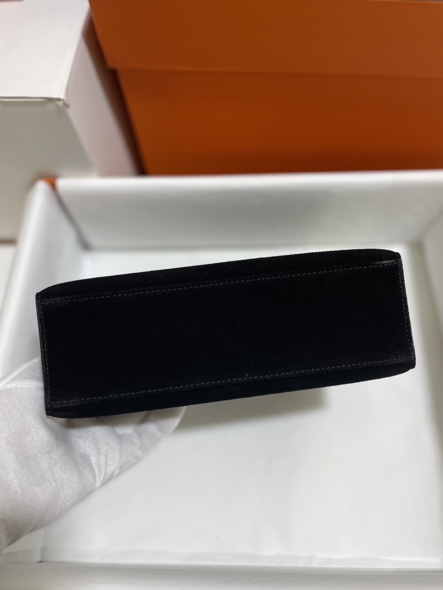 Hermès（爱马仕）Mini Kelly 迷你凯莉 麂皮 黑色 银扣 22cm