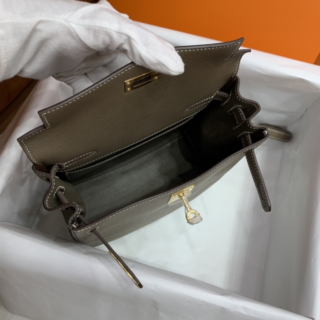 Hermès（爱马仕）Kelly ado Evercolor 大象灰 金扣 20cm