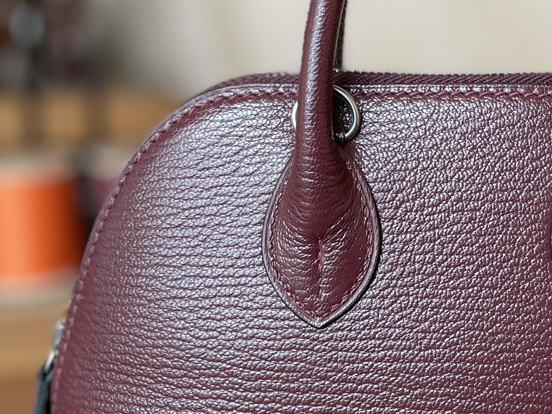Hermès（爱马仕）Mini Bolide Chevre 山羊皮 ck57 波尔多酒红 银扣 19cm