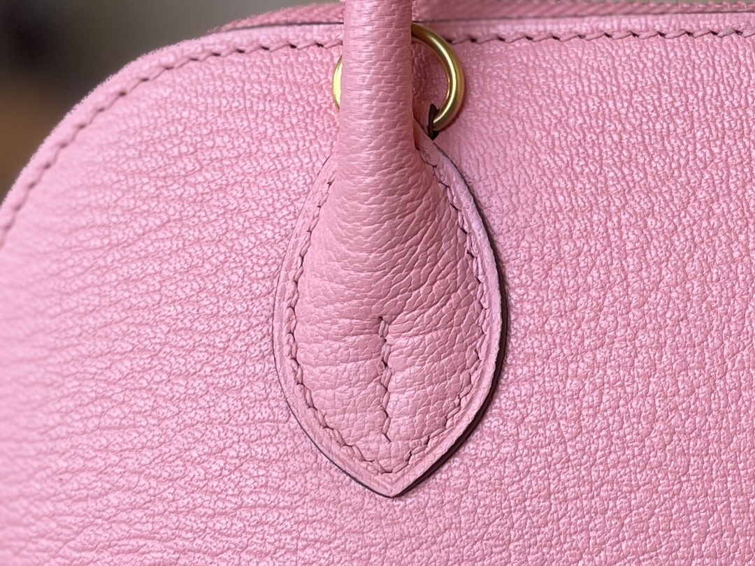 Hermès（爱马仕）Mini Bolide Chevre 山羊皮 3Q 新樱花粉 金扣 19cm