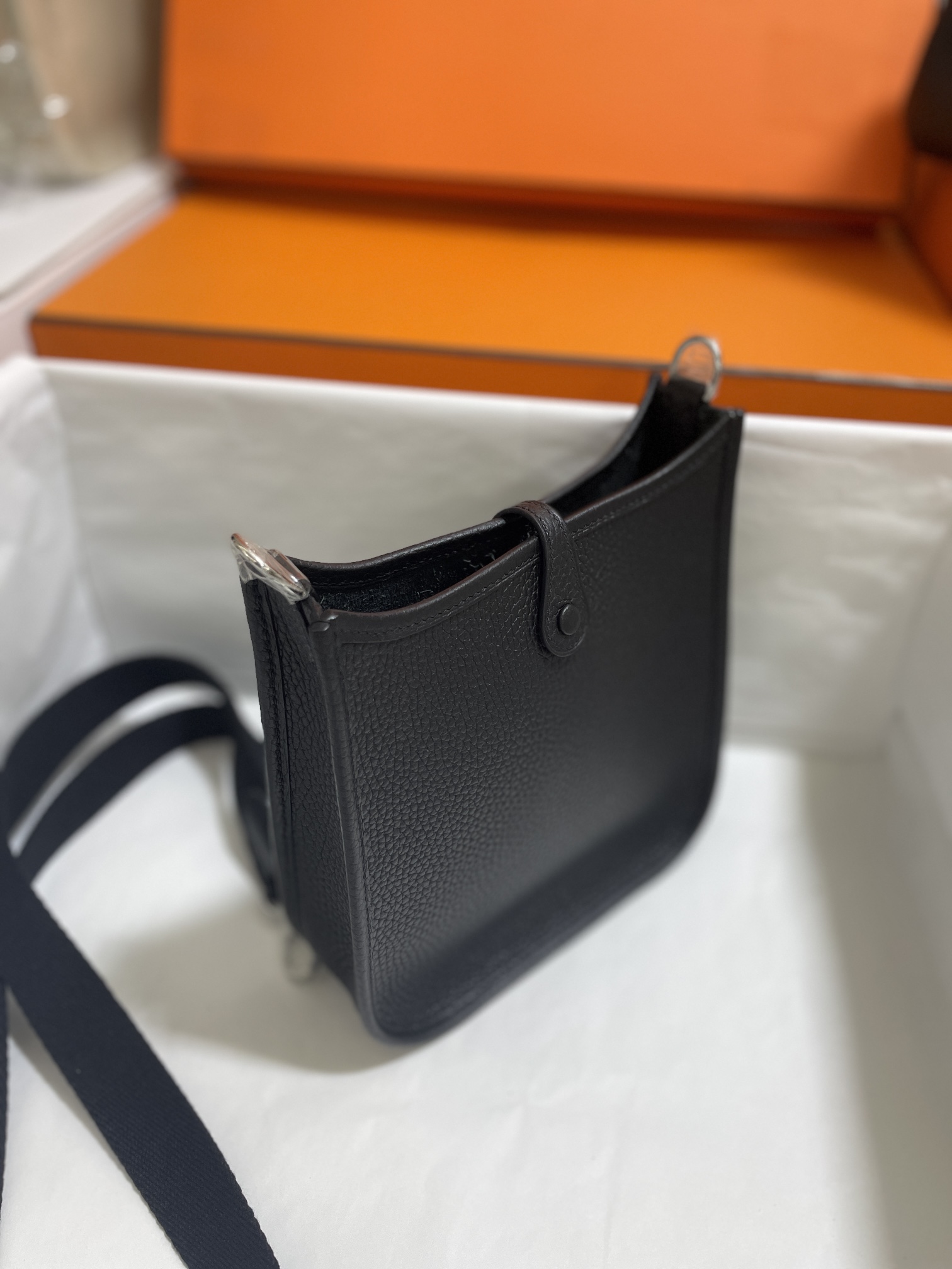 Hermès（爱马仕）Mini Evelyne 迷你伊芙琳 TC 黑色 银扣 17cm
