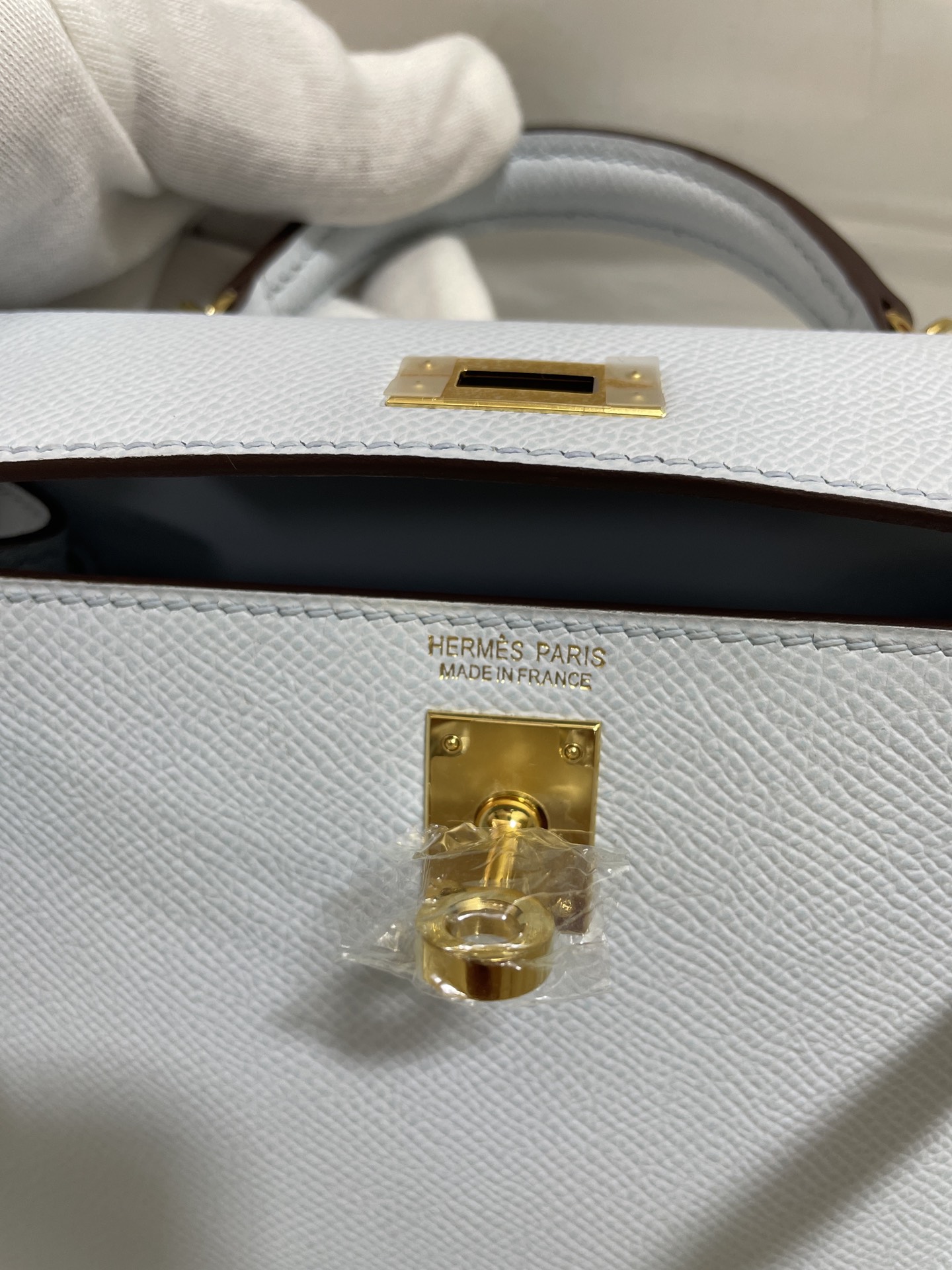 Hermès（爱马仕）mini Kelly 迷你凯莉 Epsom 雾蓝 金扣 19cm