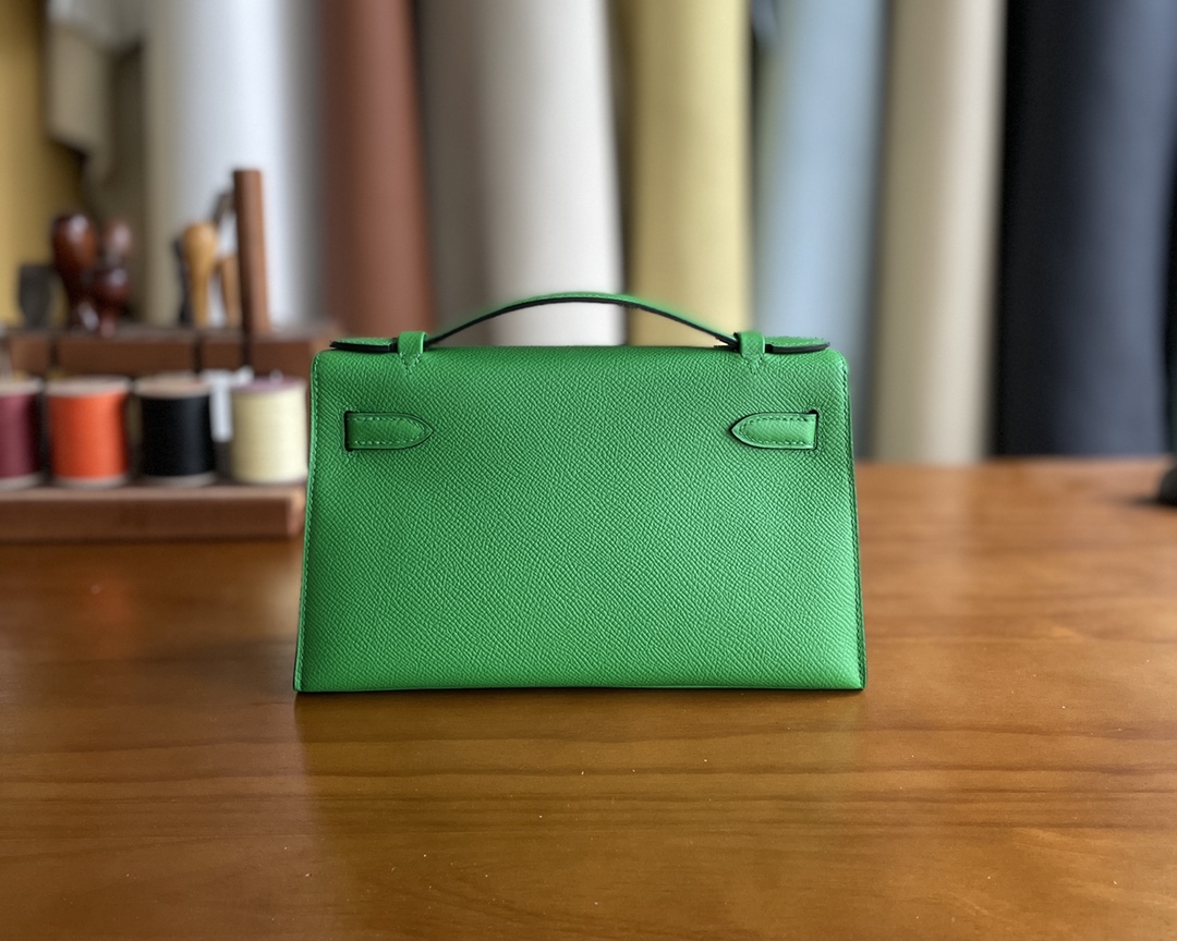 Hermès（爱马仕）Mini Kelly 迷你凯莉 Epsom 1k 竹子绿 银扣 22cm