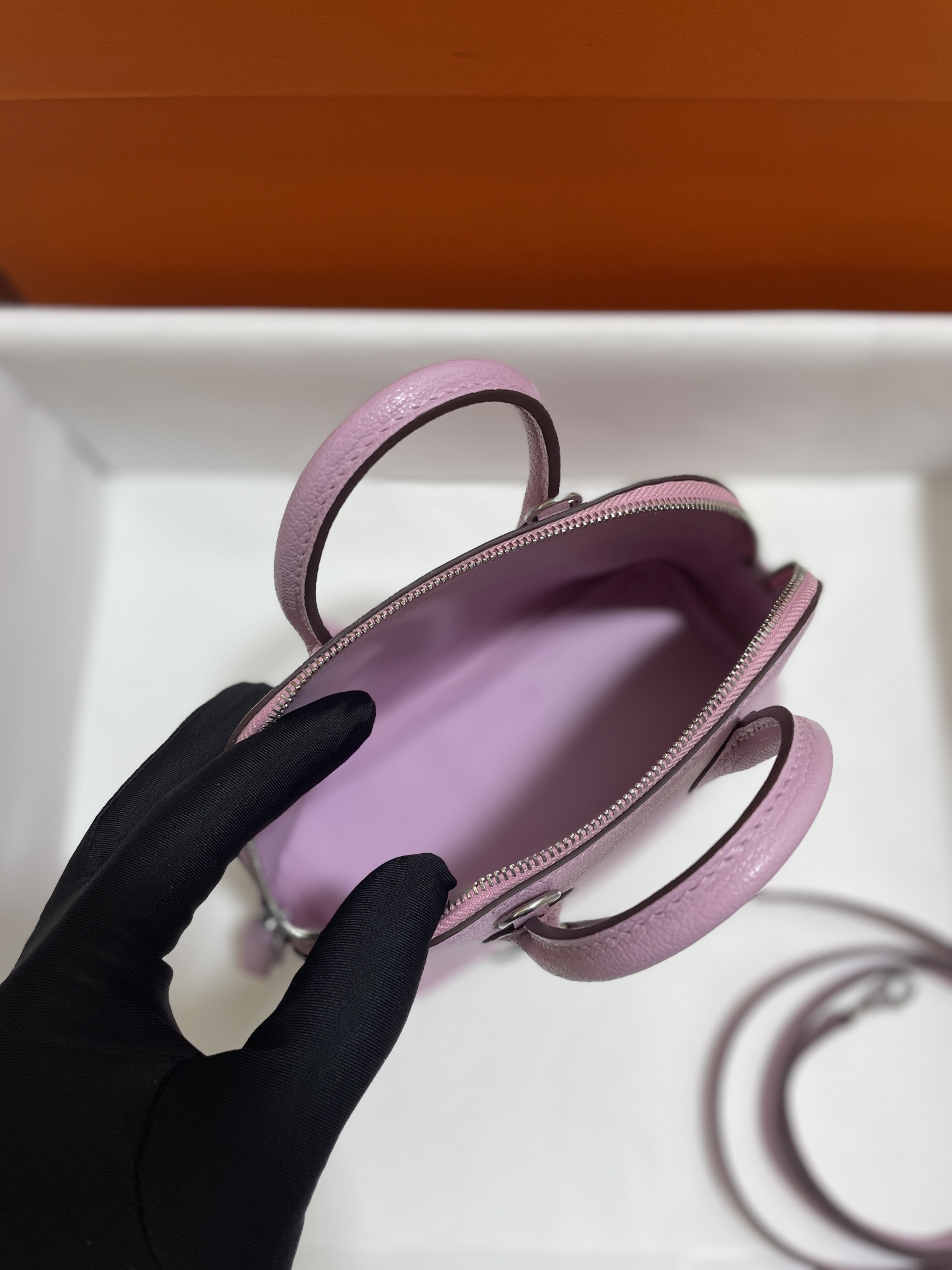 Hermès（爱马仕）Mini Bolide Chevre 山羊皮 X9 锦葵紫 银扣 19cm