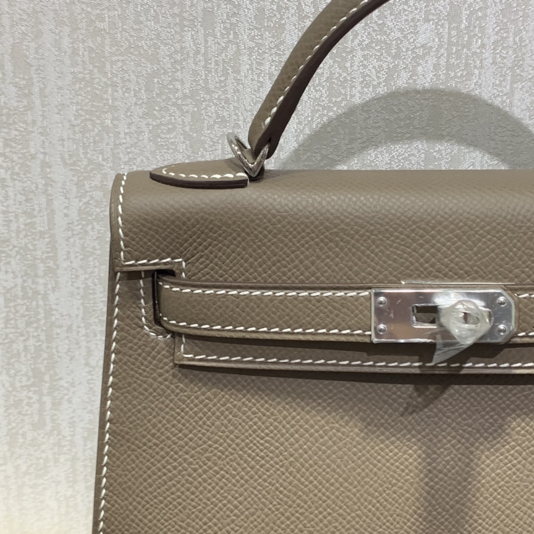 Hermès（爱马仕）mini Kelly 迷你凯莉 Epsom 大象灰 银扣 19cm
