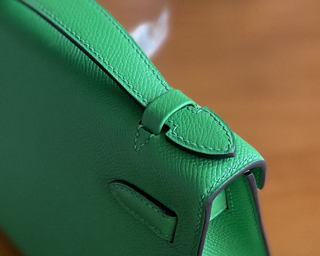 Hermès（爱马仕）Mini Kelly 迷你凯莉 Epsom 1k 竹子绿 银扣 22cm