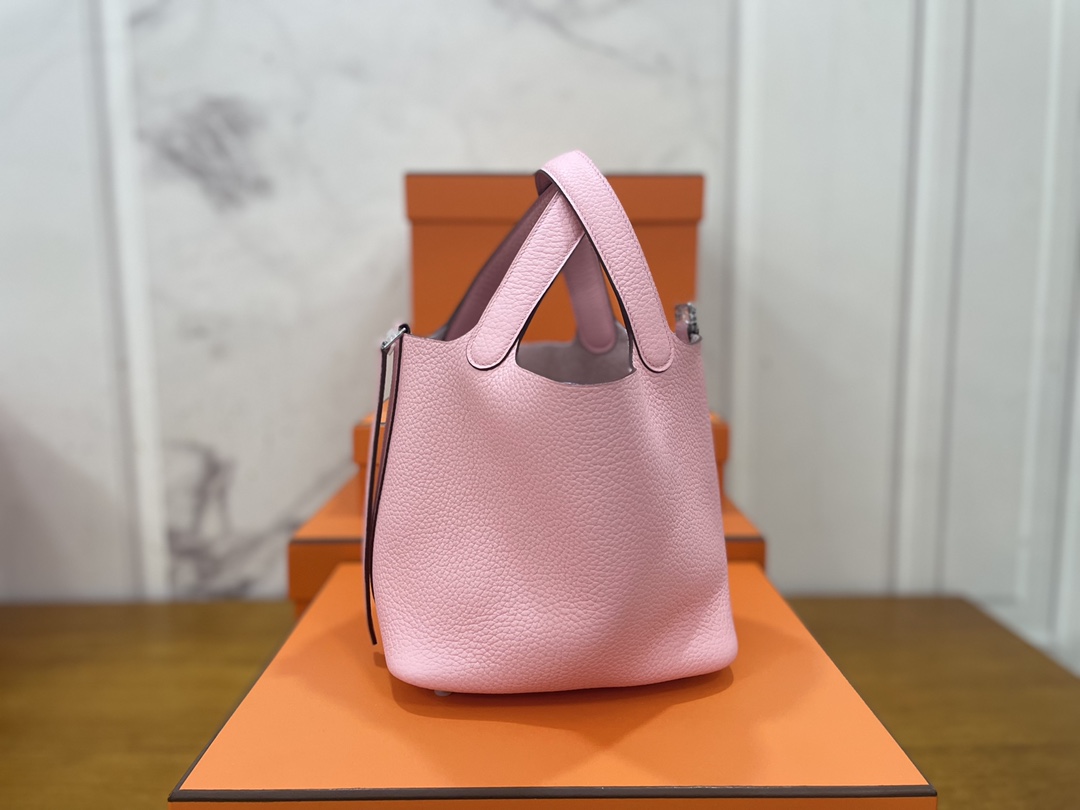 Hermès（爱马仕）Picotin 菜篮子 TC 奶昔粉 银扣 18cm