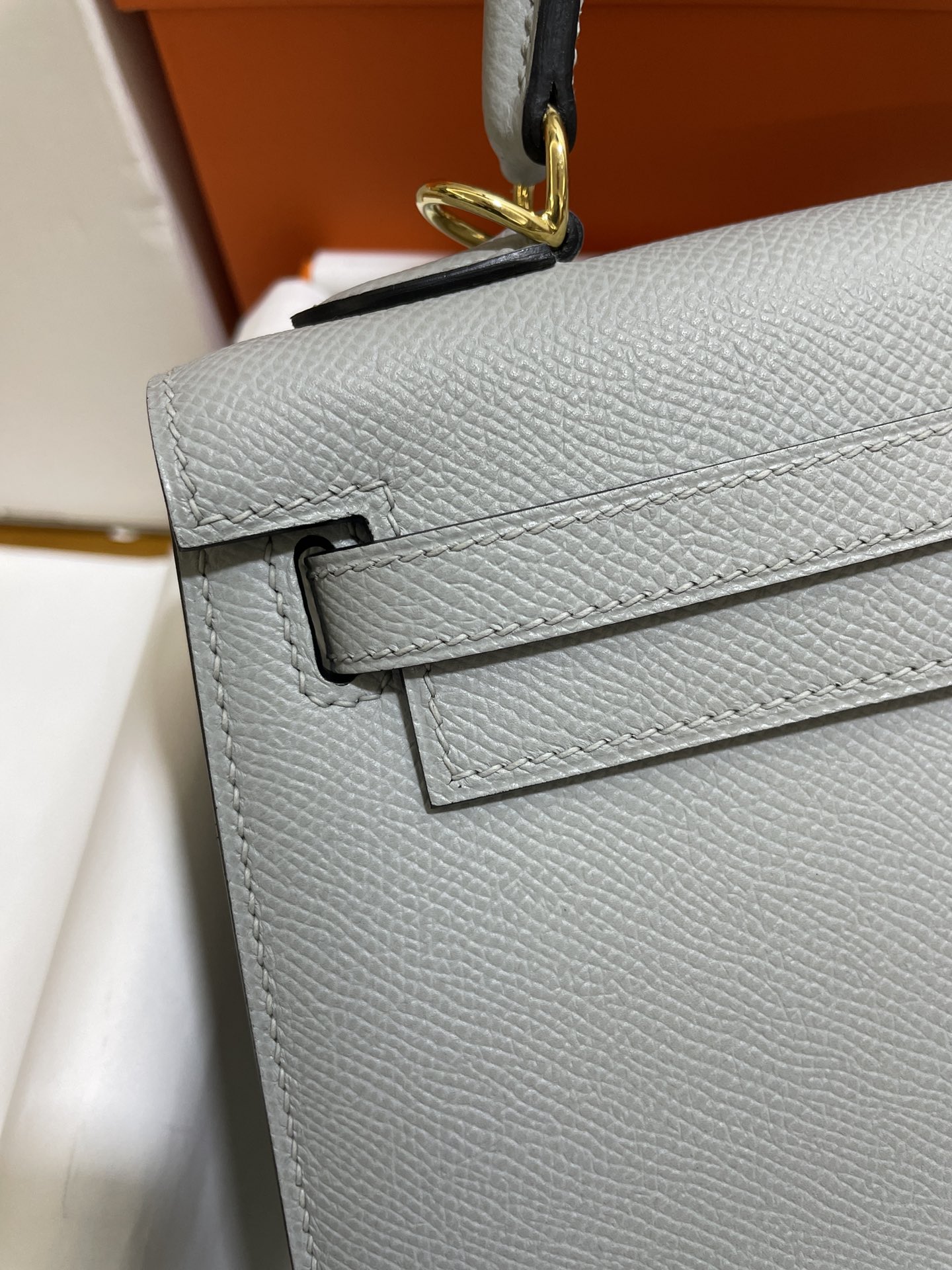 Hermès（爱马仕）kelly 凯莉包 epsom 8U 冰川蓝 金扣 25cm