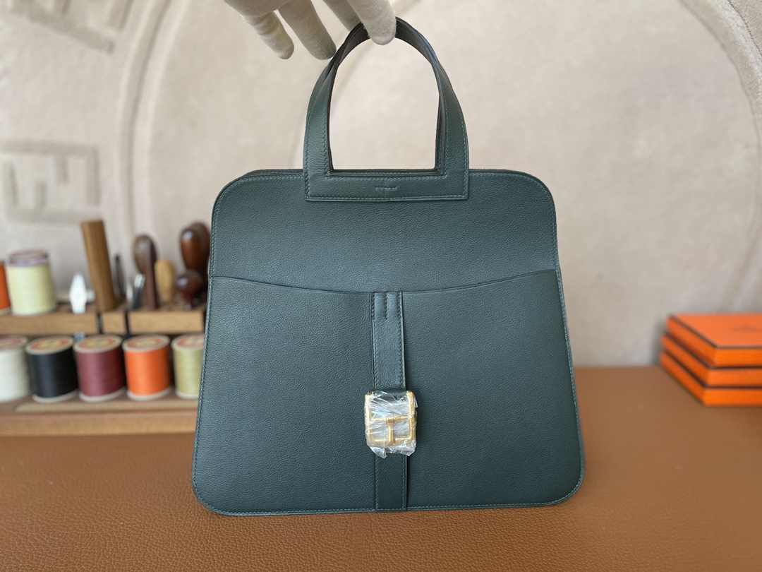 Hermès（爱马仕）Halzan evercolor 6o 松柏绿 金扣 31cm