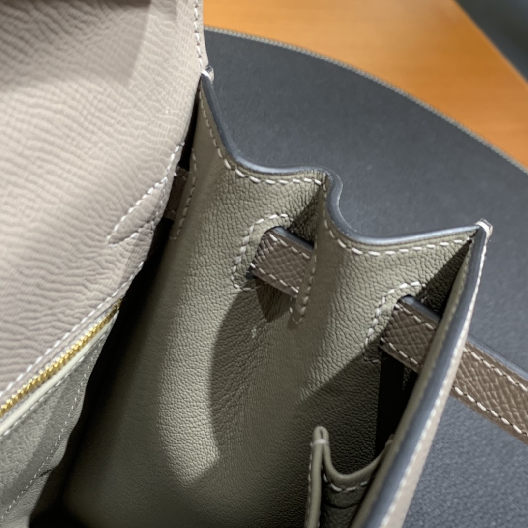 Hermès（爱马仕）Kelly 凯莉包 epsom 沥青灰 金扣 25cm