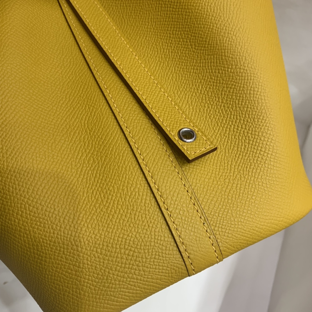 Hermès（爱马仕）Picotin 菜篮子 Epsom 9D 琥珀黄 编织手腕 银扣 18cm