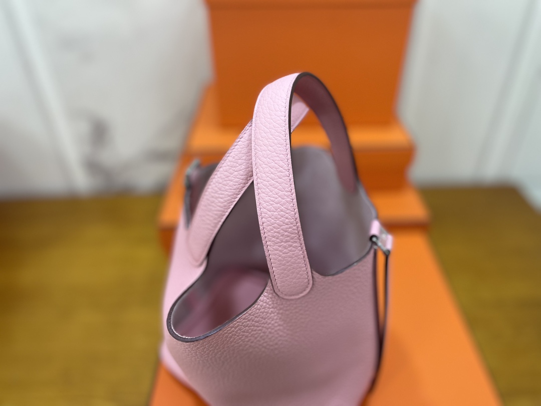 Hermès（爱马仕）Picotin 菜篮子 TC 奶昔粉 银扣 18cm