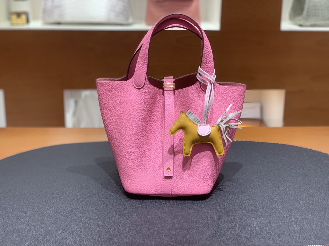 Hermès（爱马仕）Picotin 菜篮子 TC K4 夏日粉 银扣 18cm