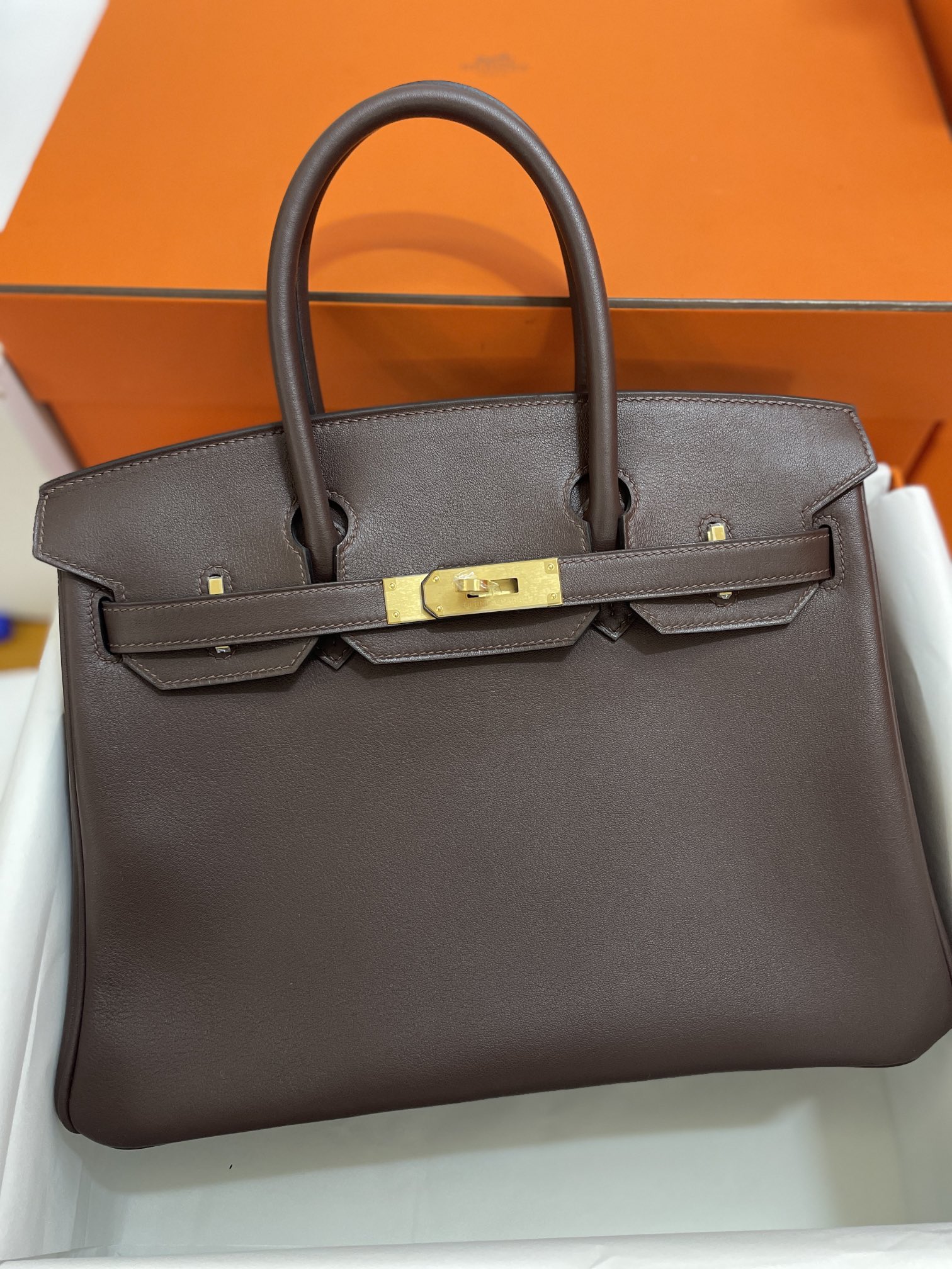 Hermès（爱马仕）Birkin 铂金包 swift 马鞍红 金扣 30cm