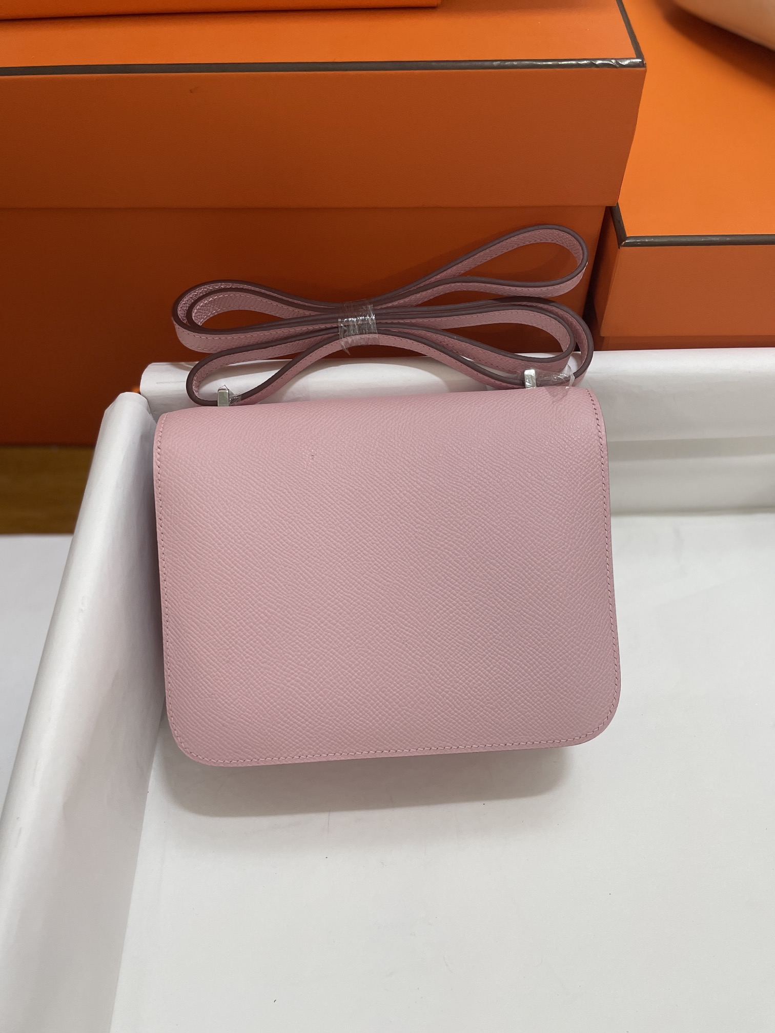 Hermès（爱马仕）Constance 康康 Epsom 樱花粉 银扣 19cm