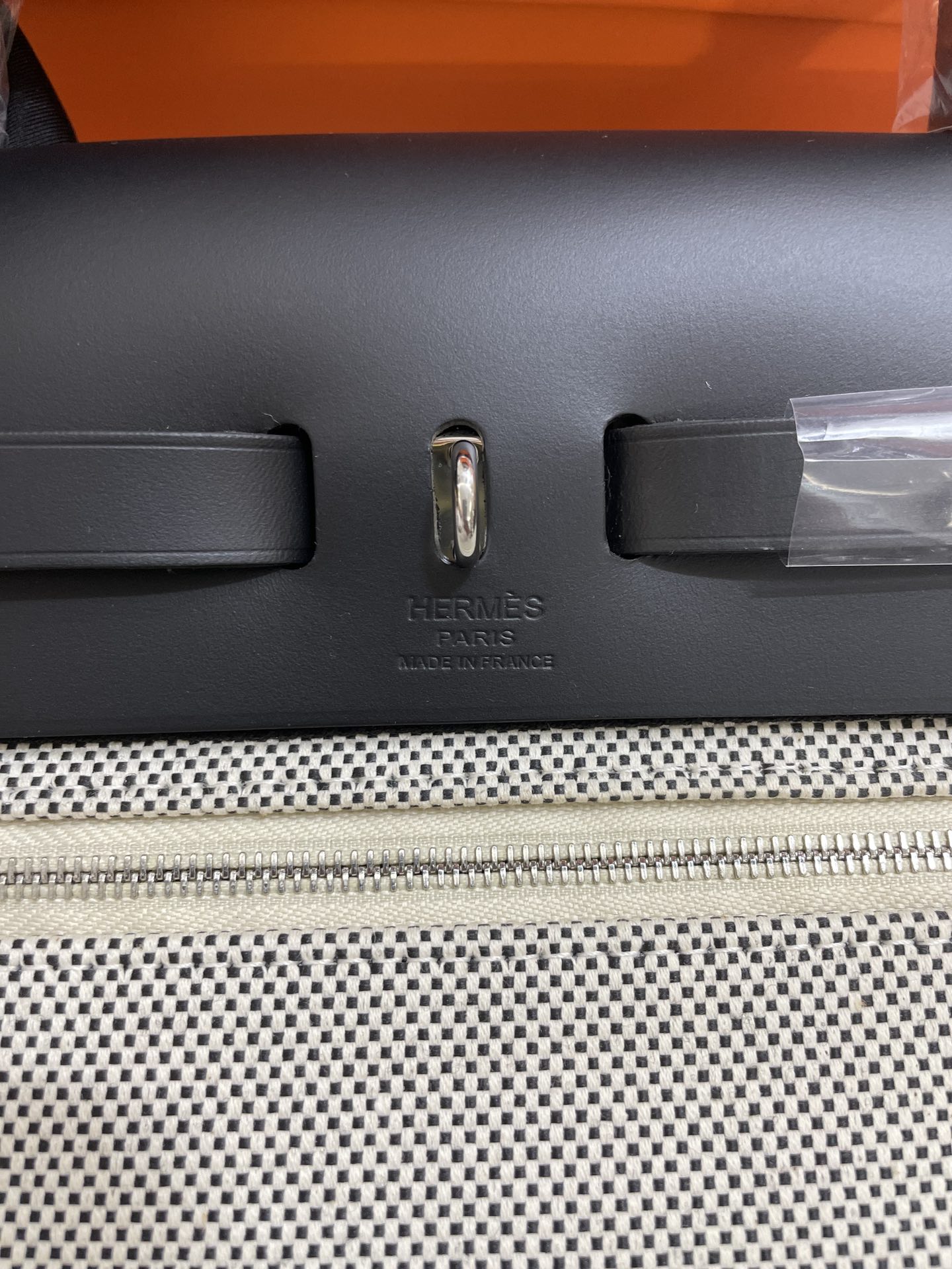 Hermès（爱马仕）Herbag 黑色 黑白粗布 内缝 31cm